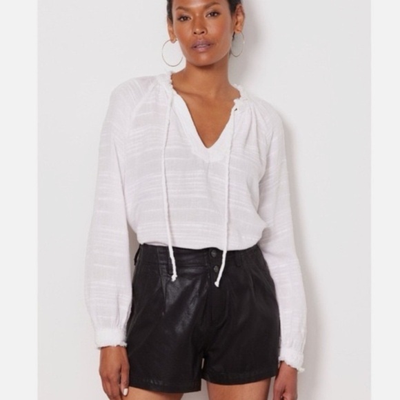 Anthropologie NWOT Cloth & Stone Linen Blend White Peasant Blouse - Picture 3 of 10